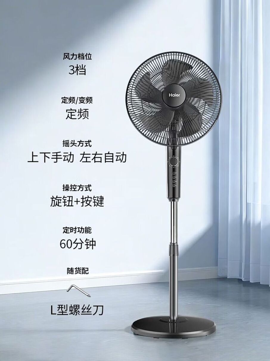 电风扇家用落地扇大风量节能轻音京东自营风扇摇头定时办公室客厅宿舍电扇
